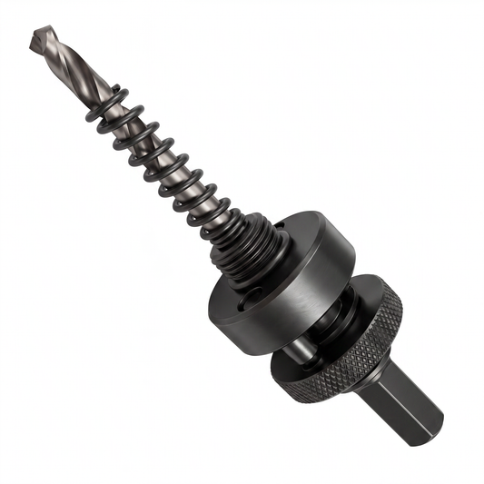 NOCOS Lochsägen-Aufnahme 5/8" mit Zentrierbohrer & Auswurffeder - 6-Kant-Aufnahme (11 mm) mit 112 mm HSSG Zentrierbohrer und starker Auswurffeder - Passend für Lochsägen Ø 32-152 mm